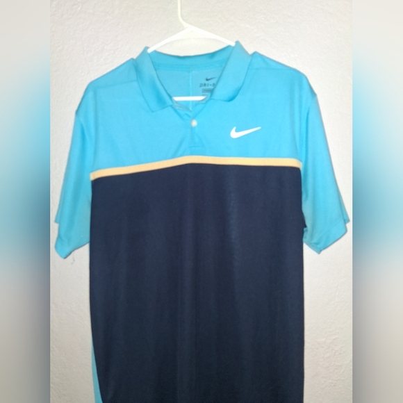 Nike Dri-Fit Standard Fit Golf Shirt Blue Navy L - Picture 2 of 6